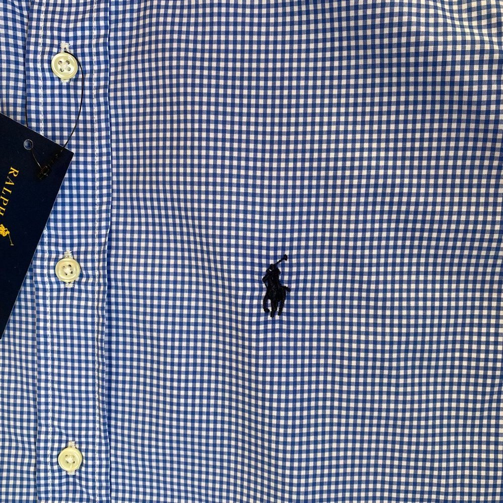 NWT Ralph Lauren Polo Men's Long Sleeve Cotton Shirts Blue Checks Size Small - Picture 2 of 8